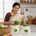 Reusable Vegetable Bags for Fridge | Eco-Friendly Storage Bags | Washable Breathable Cloth Bags for Vegetables | Plastic-Free Kitchen Organizer (Pack of 8)