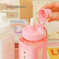 Kawaii Water Bottle with Straw and Sticker