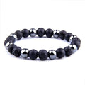 Black Onyx Lava Rock Beads Stretch Bracelet