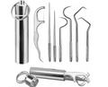 Stainless Steel Dental Floss Toothpick Set, 7 PCS Reusable Metal Toothpicks Holder Toothpick Tooth Hook Storage for Outdoor Picnic Camping Traveling