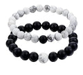 Black Tourmaline & White Howlite Natural Healing Crystal Beads Bracelet