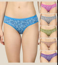 Pack of  6 Women Hipster Green, Blue, Beige Panty