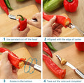 Stainless Steel Chili Corer Pepper Seed Remover Knife with Serrated Edge Barbecue Tool